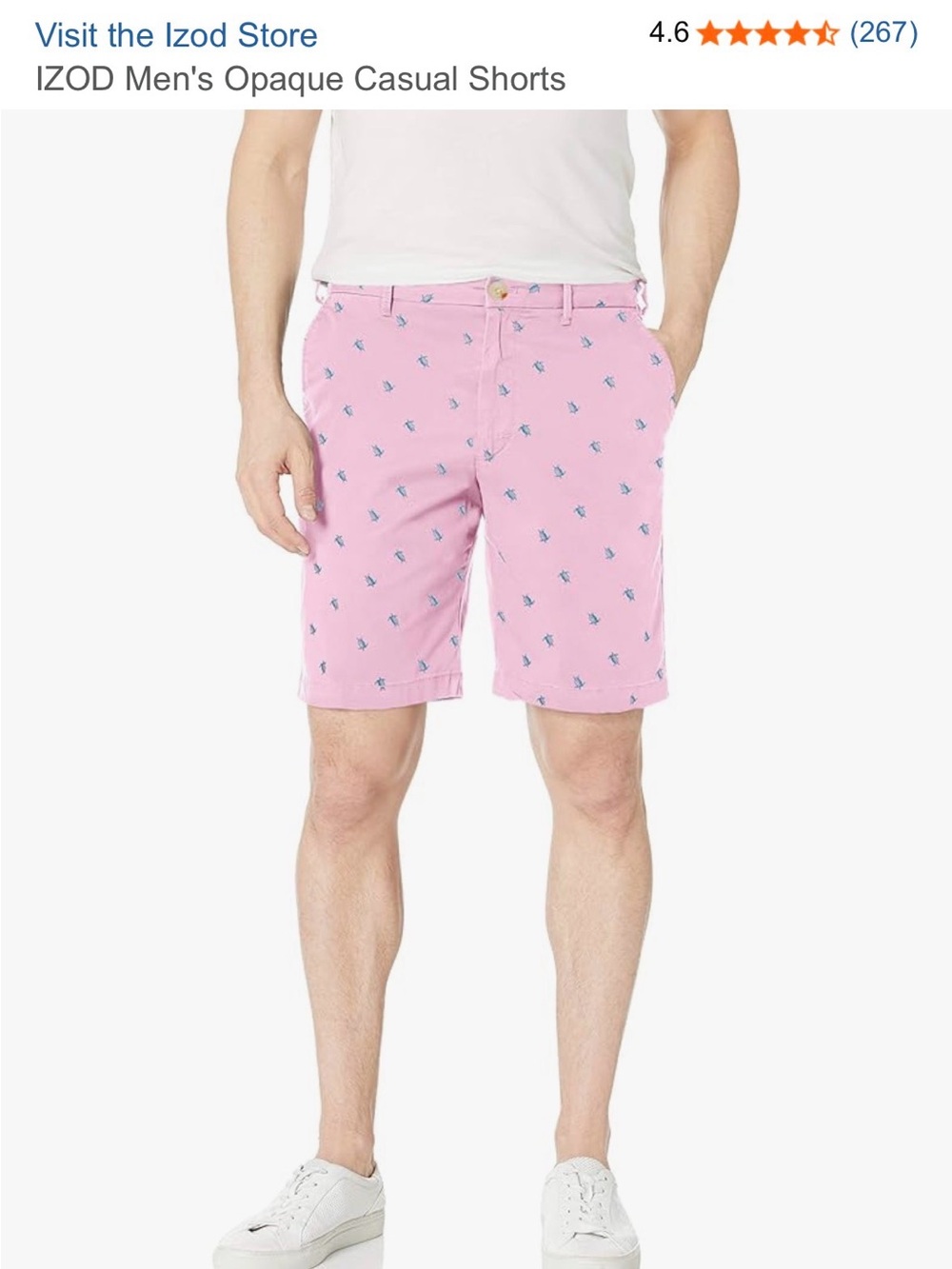 New With Tags Izod Men’s Pink Shorts with Blue Palm Trees design Size 42W